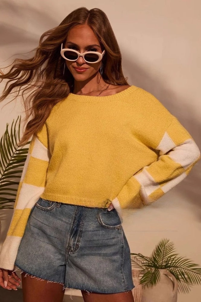 Colorblock Print Knit Sweater Main image