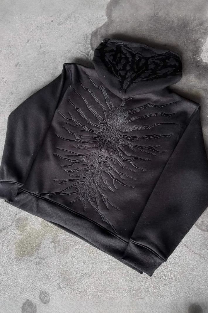 Patchwork Washed Print Zip Hoodie Secondary image