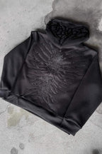 Patchwork Washed Print Zip Hoodie
