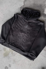 Patchwork Washed Print Zip Hoodie