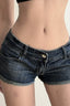 Cuffed Low Rise Destroyed Denim Shorts