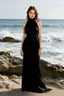 Backless Satin Solid Silk Dress