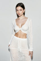 Knit Beach Two Piece Long Sleeve Vacation Set