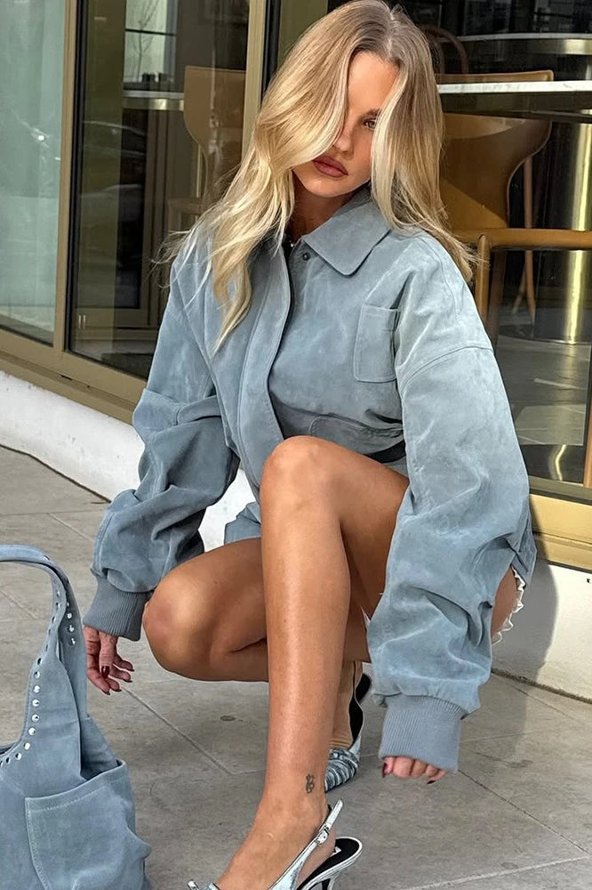 Blue Zip Lapel Jacket Main image