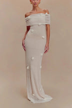 3D Floral Off-Shoulder Maxi Birthday Dress