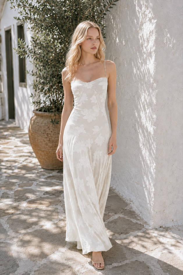 Embroidered Lace Off Shoulder Maxi Dress