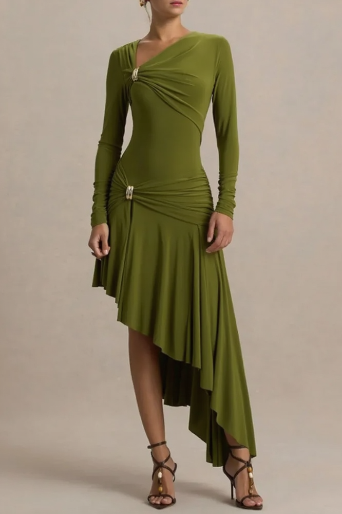 Sexy Ruched Asymmetrical Bodycon Party Dress Secondary image