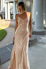 Satin Cami Backless Silk Dress