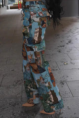 Jacquard Vintage Multi Pocket Stylish Cargo Pants