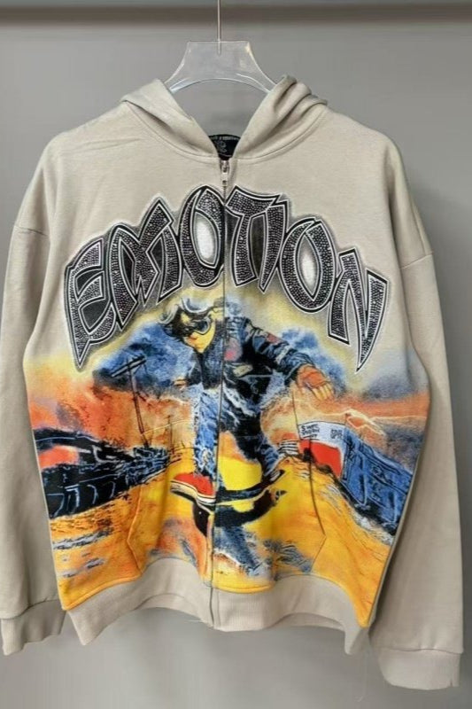 Graffiti Print Rhinestone Logo Hoodie Main image