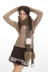 Vintage V-Neck Cropped Knit Top