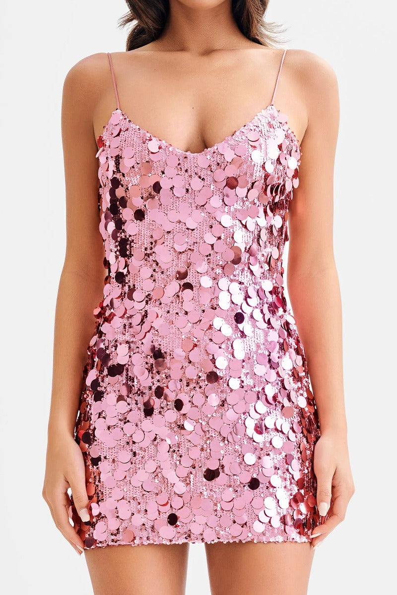 Sequin Spaghetti Strap Party Dress Secondary image