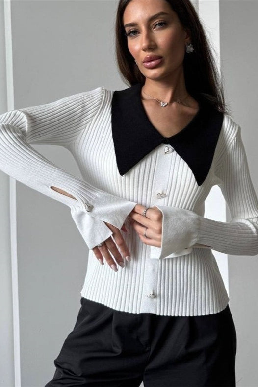 Color Block Polo Knit Sweater Main image