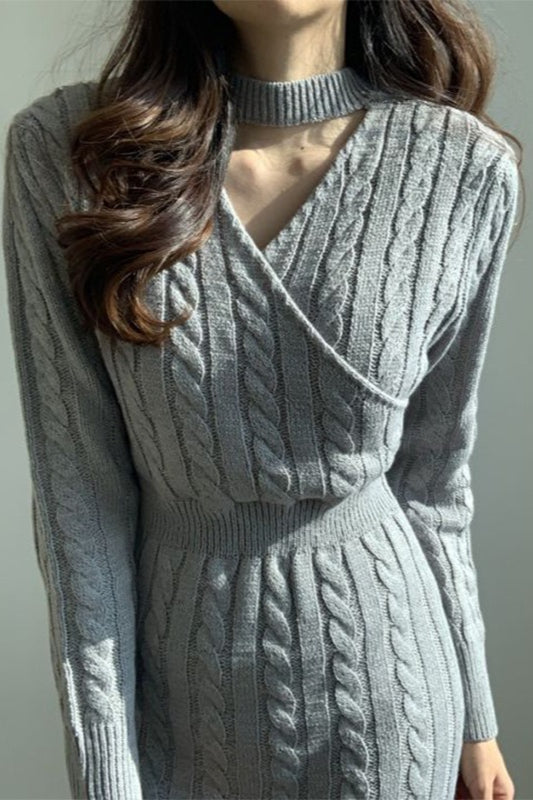 Ribbed Reversible Crewneck Split Hem Sweater Dress Secondary image