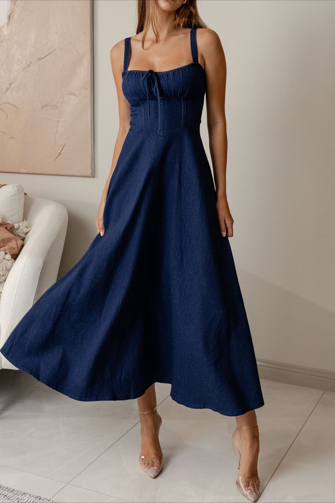 Sleeveless Strapless Denim Dress Main image