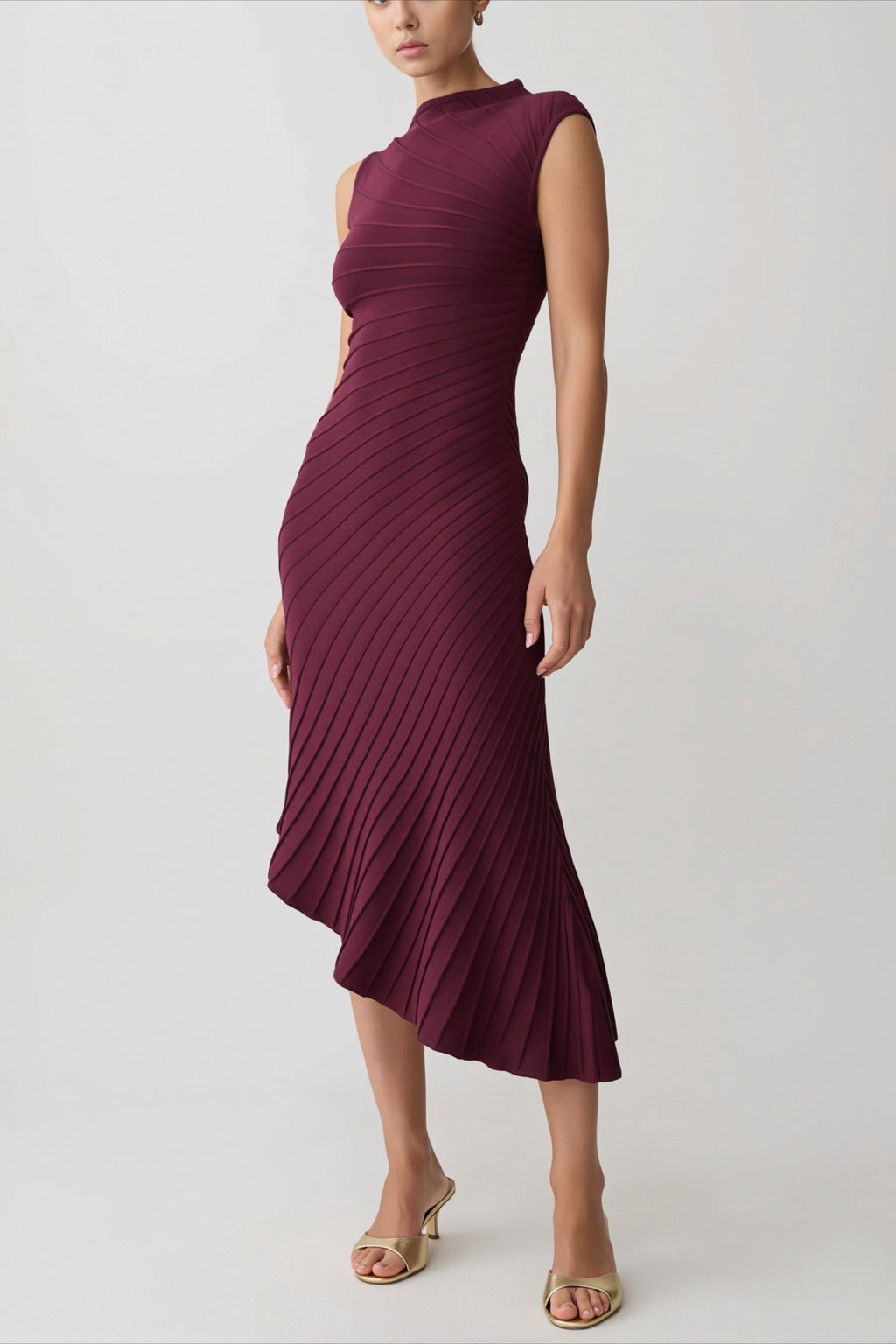 Elegant Sleeveless Knit Slim Fit Midi Dress
