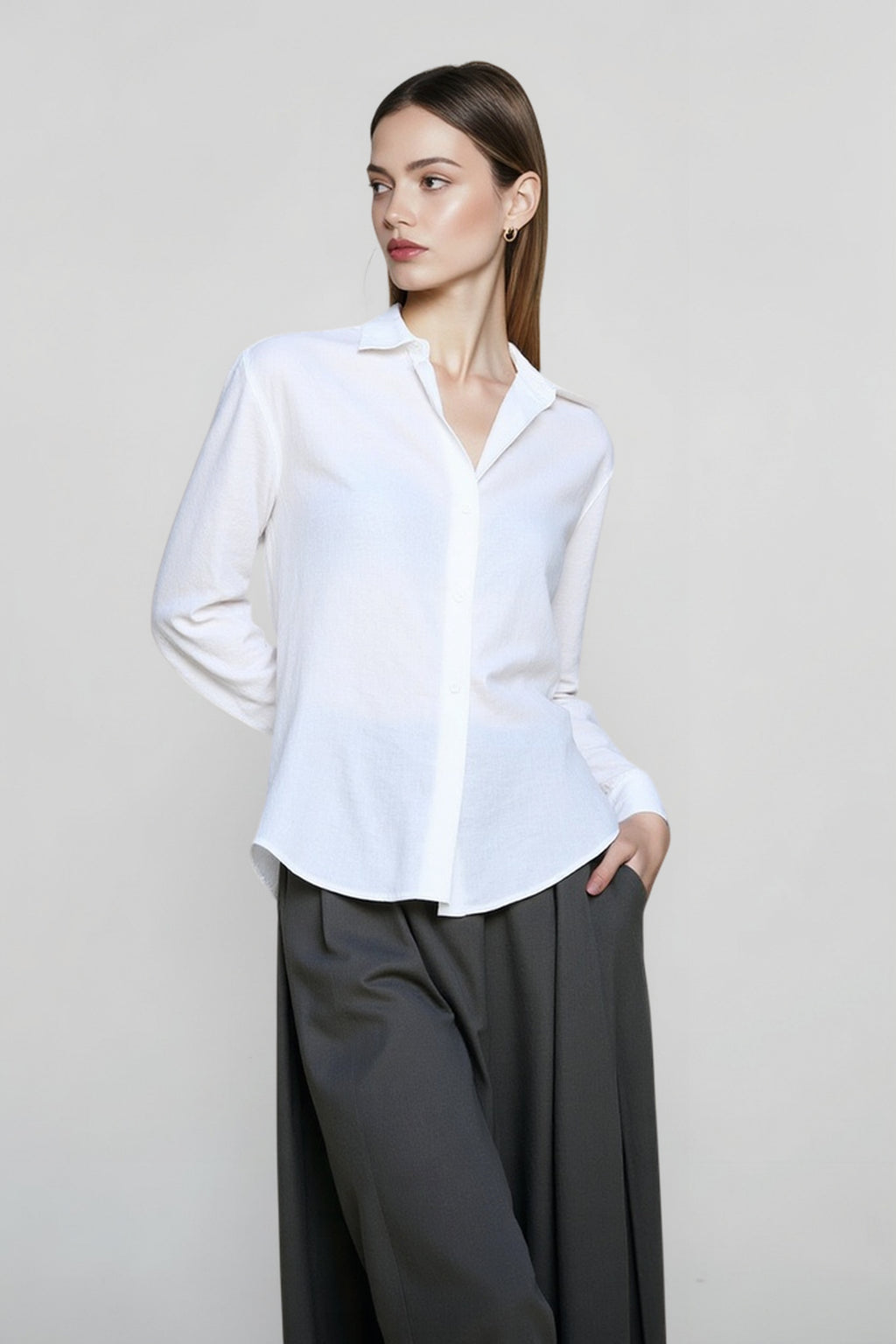 Linen V Neck Relaxed Blouse