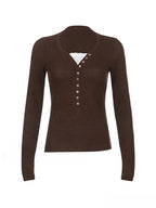 Lace Paneled Graceful Brown Tank Top