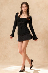 Lace Trim Graceful Strapless Corset Top