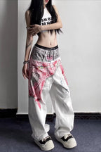 Tribal Print Layered Waist Loose Fit Jeans