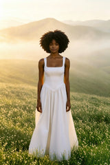 Solid Color A Line Slip Prom Dress