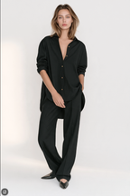 Structured Cotton Oversized Relaxed Long Sleeve Top