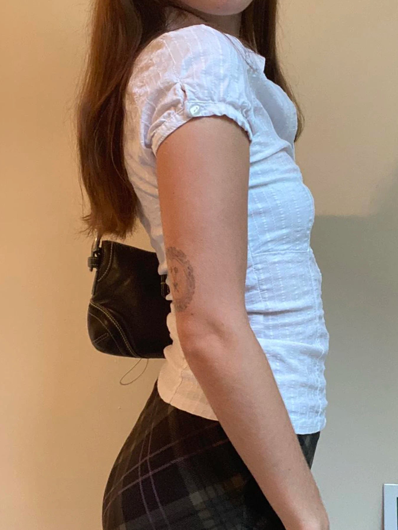 White Zipper Short Sleeve Slim Blouse Secondary image