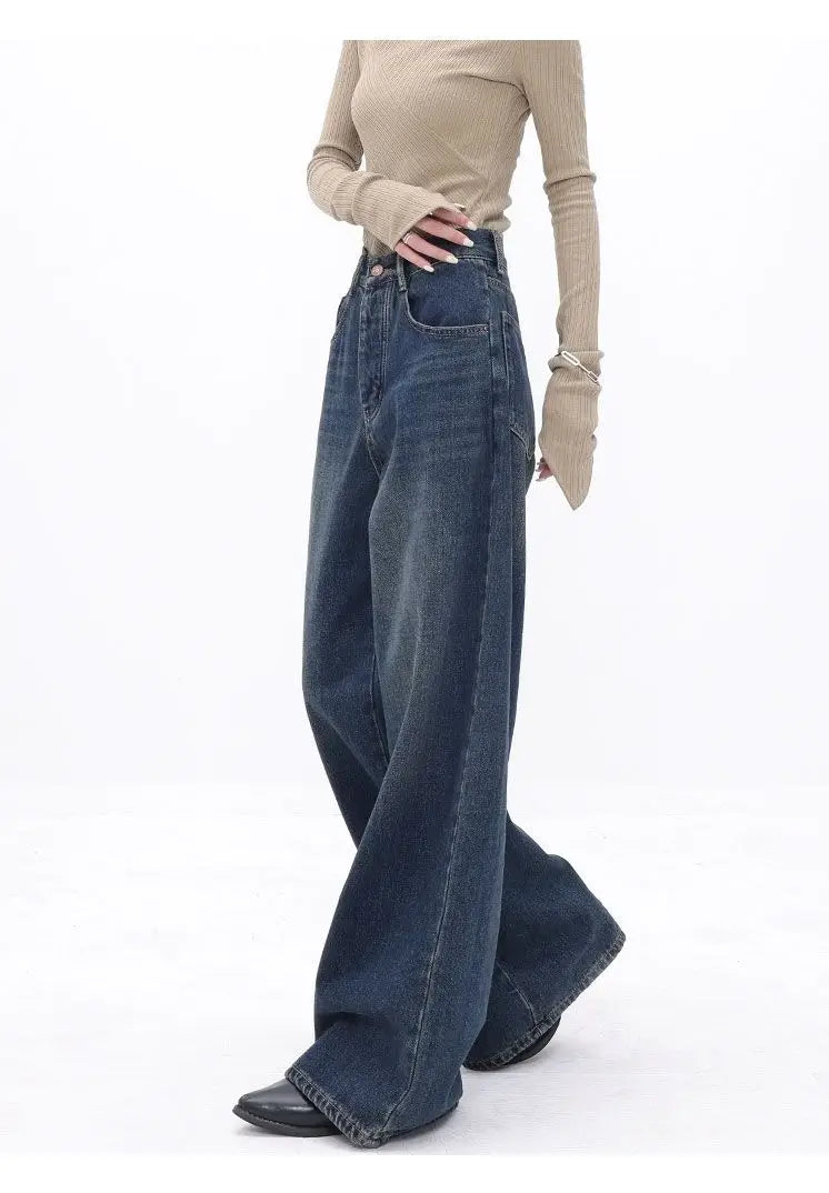 Vintage High Waist Oversized Casual Baggy Wide Leg Grunge Streetwear Jeans