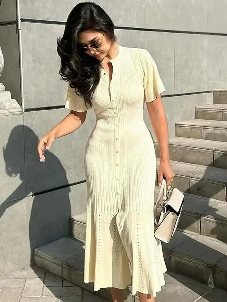 Knitted Patchwork High Waist Midi Dress Secondary image