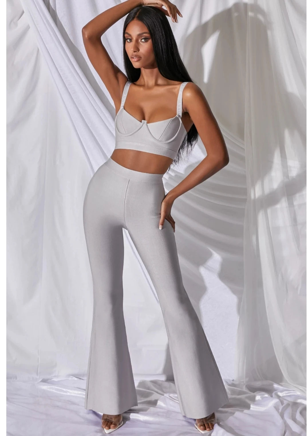 Low Cut Strap Bra & Flare Pants Set Secondary image