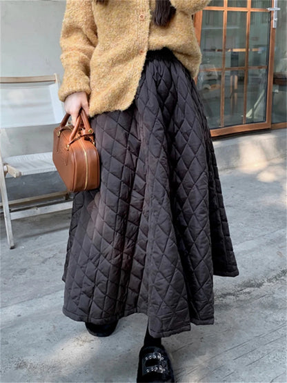 Winter All Match Cotton Padded Loose Office High Waist Warm Skirt