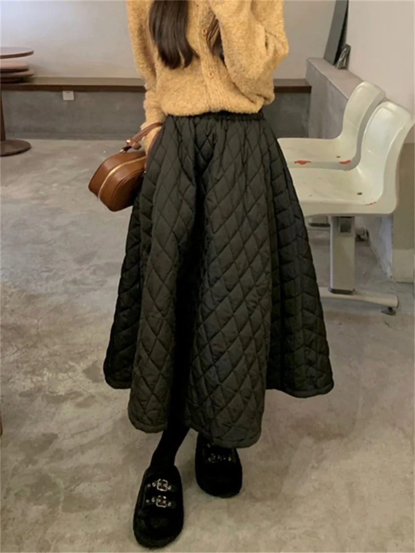 Cotton Padded High Waist Skirt