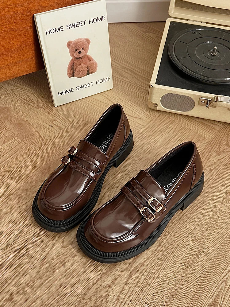 Fur Soft Casual Round Toe Shallow Mouth All-Match Low Heels Dress Oxfords Loafers Main image