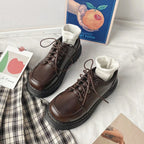 Fur Soft Casual Round Toe Shallow Mouth All-Match Low Heels Dress Oxfords Loafers