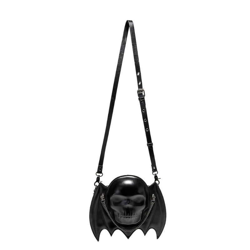 Alternative Fashion Skull Shaped Gothic Bat Wing Metal Chain Shoulder Bag Main image