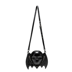 Alternative Fashion Skull Shaped Gothic Bat Wing Metal Chain Shoulder Bag