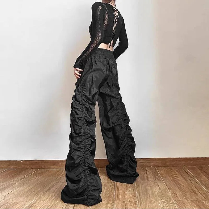 Gothic Punk Solid Hipster Baggy Y2K Minimalist Casual Streetwear Pants