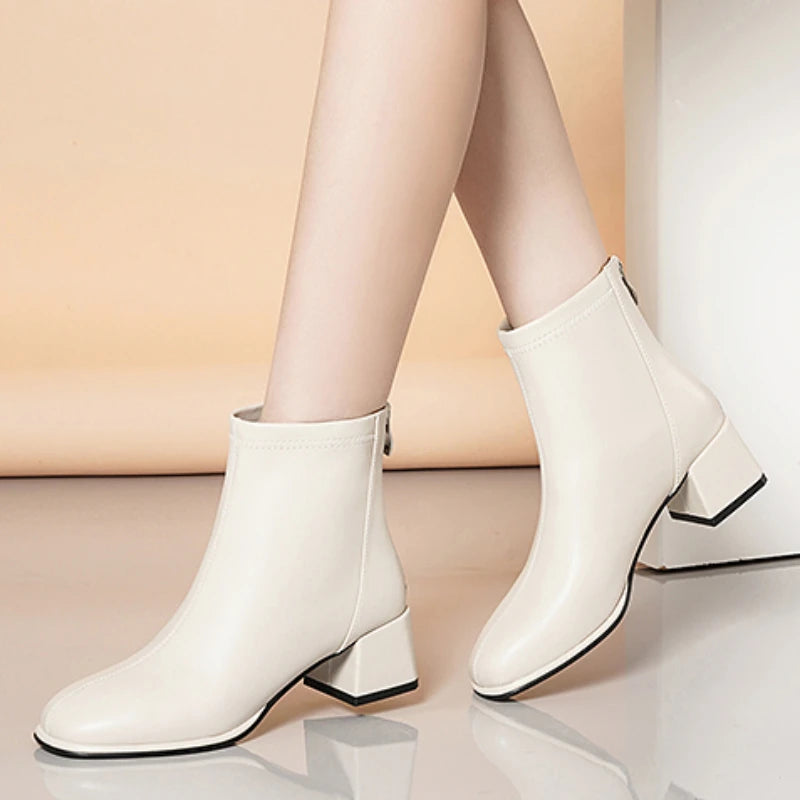 New Fleece Warm Chunky Heel Platform Fashionable Ankle Boot