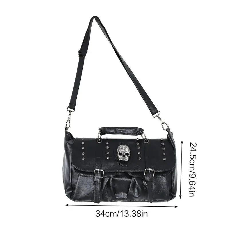 Punk Style PU Leather Skull Large Capacity Luxury Crossbody Bag