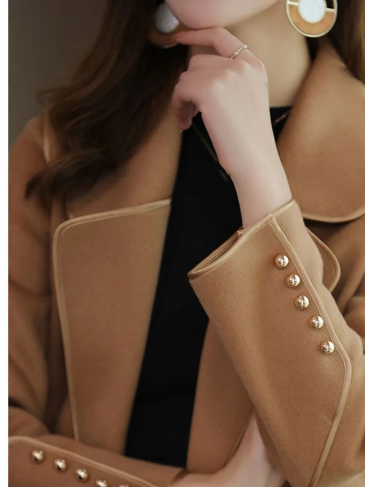 Fashion Wool Winter Solid Single Elegant Casual New Coat