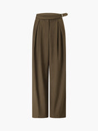 Business Casual Belted Trendy Straight Leg Dress Pants Pants