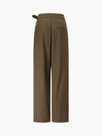 Business Casual Belted Trendy Straight Leg Dress Pants Pants