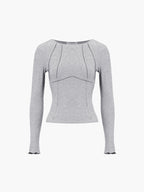 Basic Piping Graceful Long Sleeve Top Grey / XS T Shirts