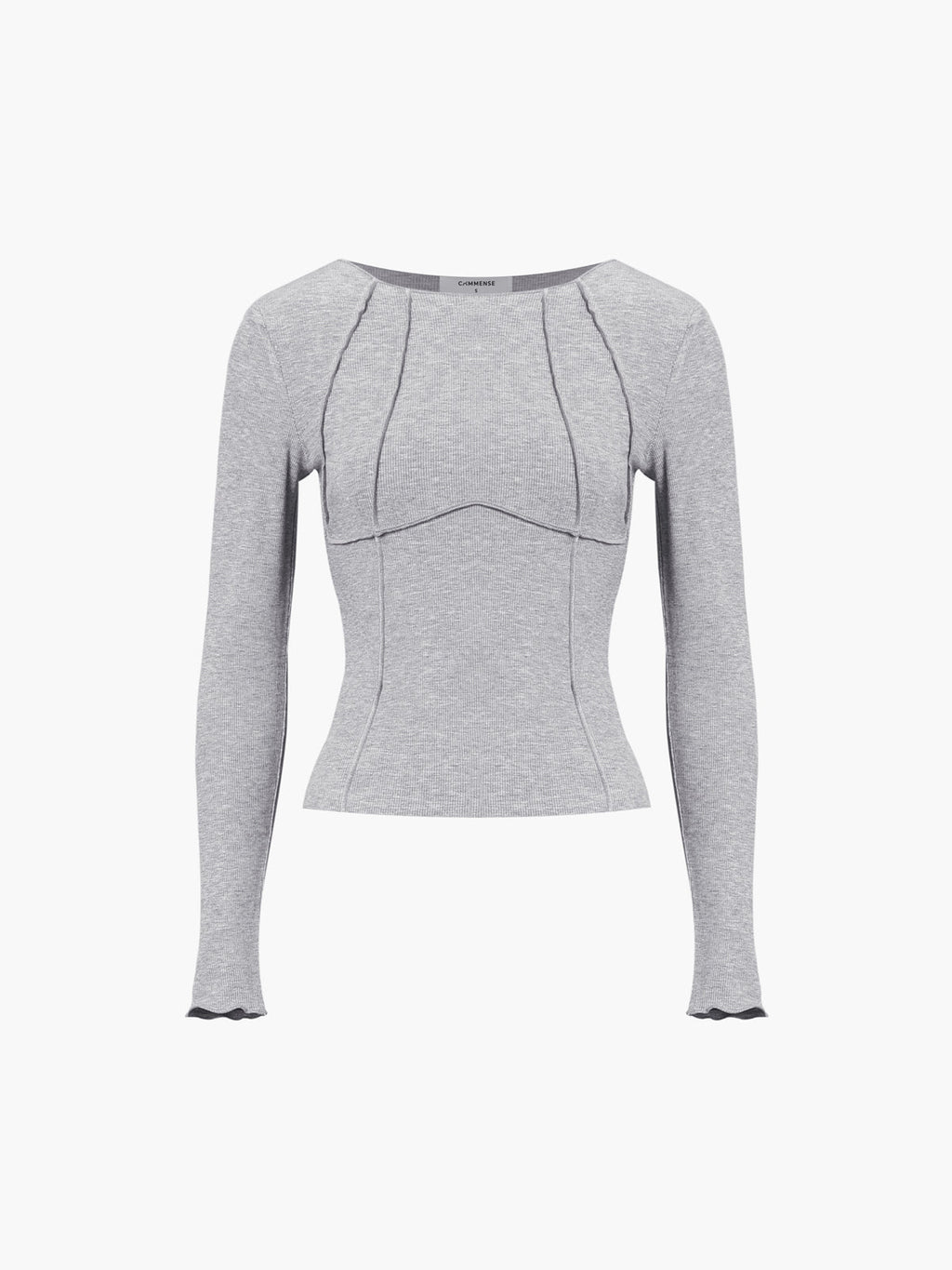 Basic Piping Graceful Long Sleeve Top Grey / XS T Shirts