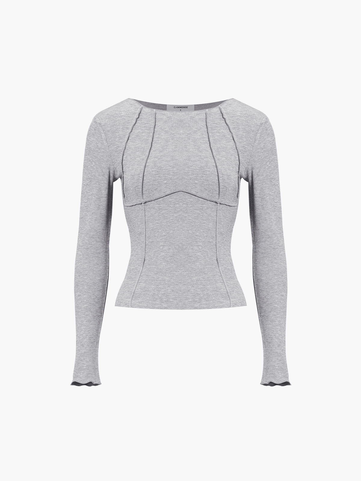Basic Piping Graceful Long Sleeve Top Grey / XS T Shirts