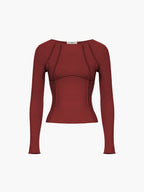 Basic Piping Graceful Long Sleeve Top Red / XS T Shirts