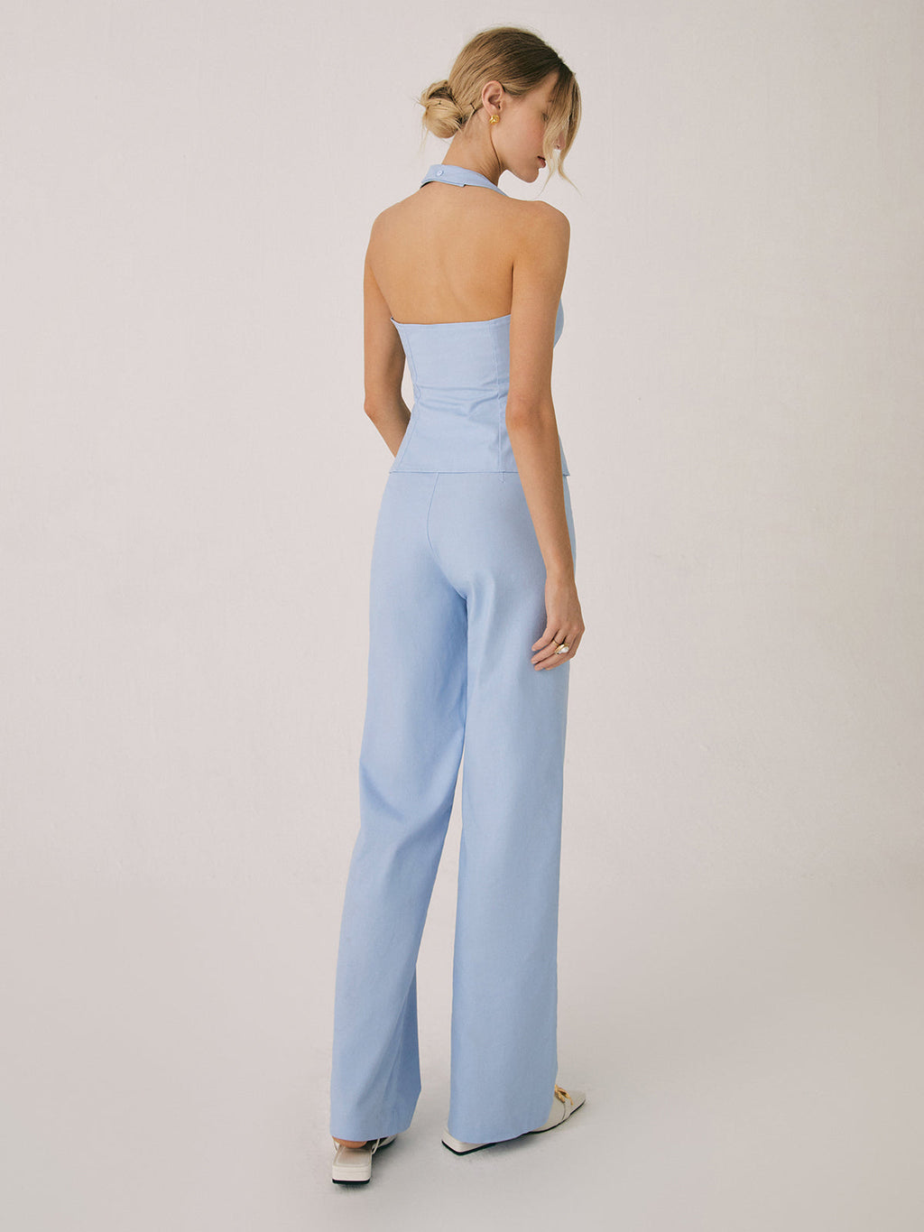 Cotton & Linen Vest Modern With Straight Leg Pants Set Pant Sets