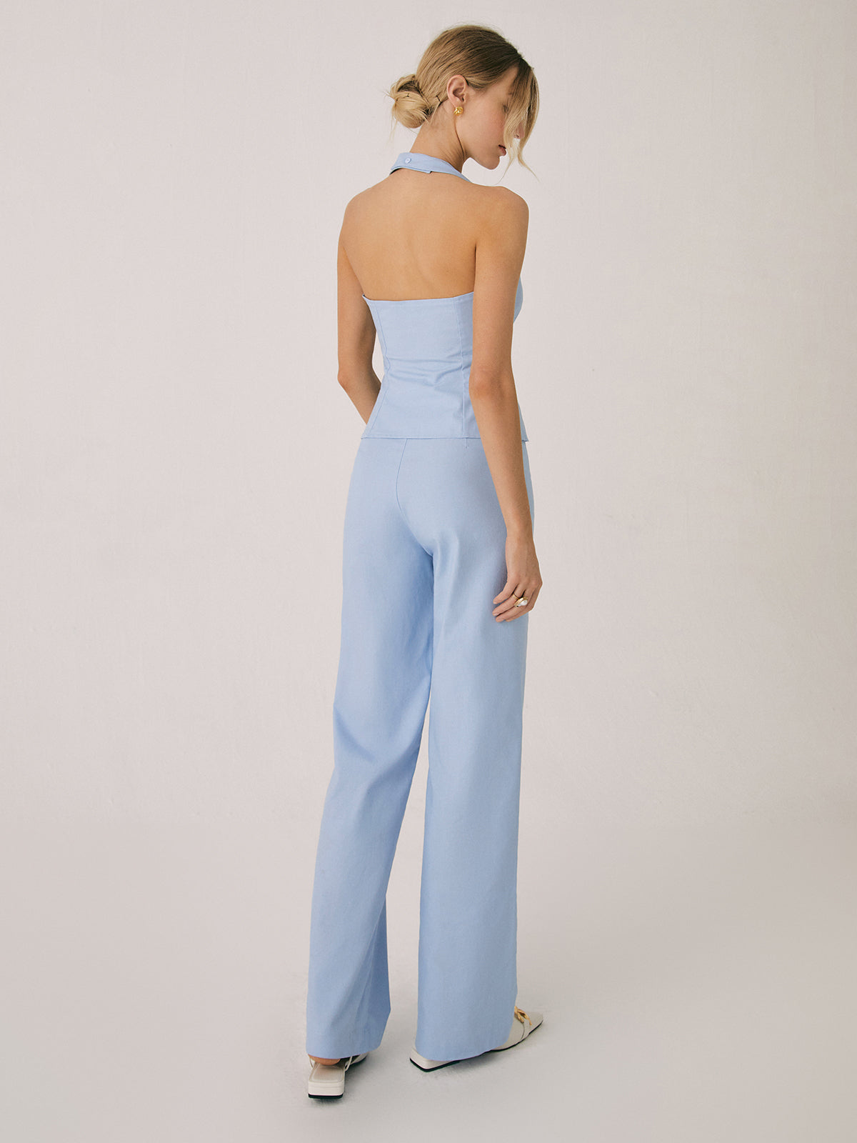 Cotton & Linen Vest Modern With Straight Leg Pants Set Pant Sets