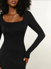 Basics Solid Long Sleeve Bodycon Maxi women Midi Dresses