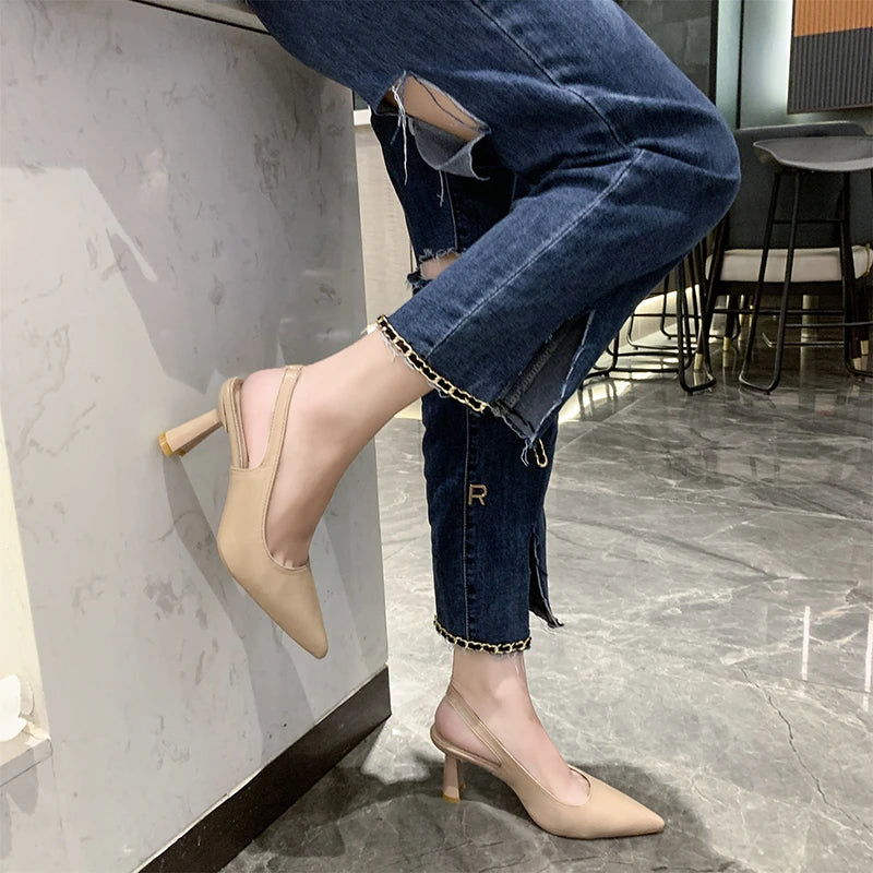 hick Pointed Black Work High Stylish Elegant New Low Heel Pumps Secondary image